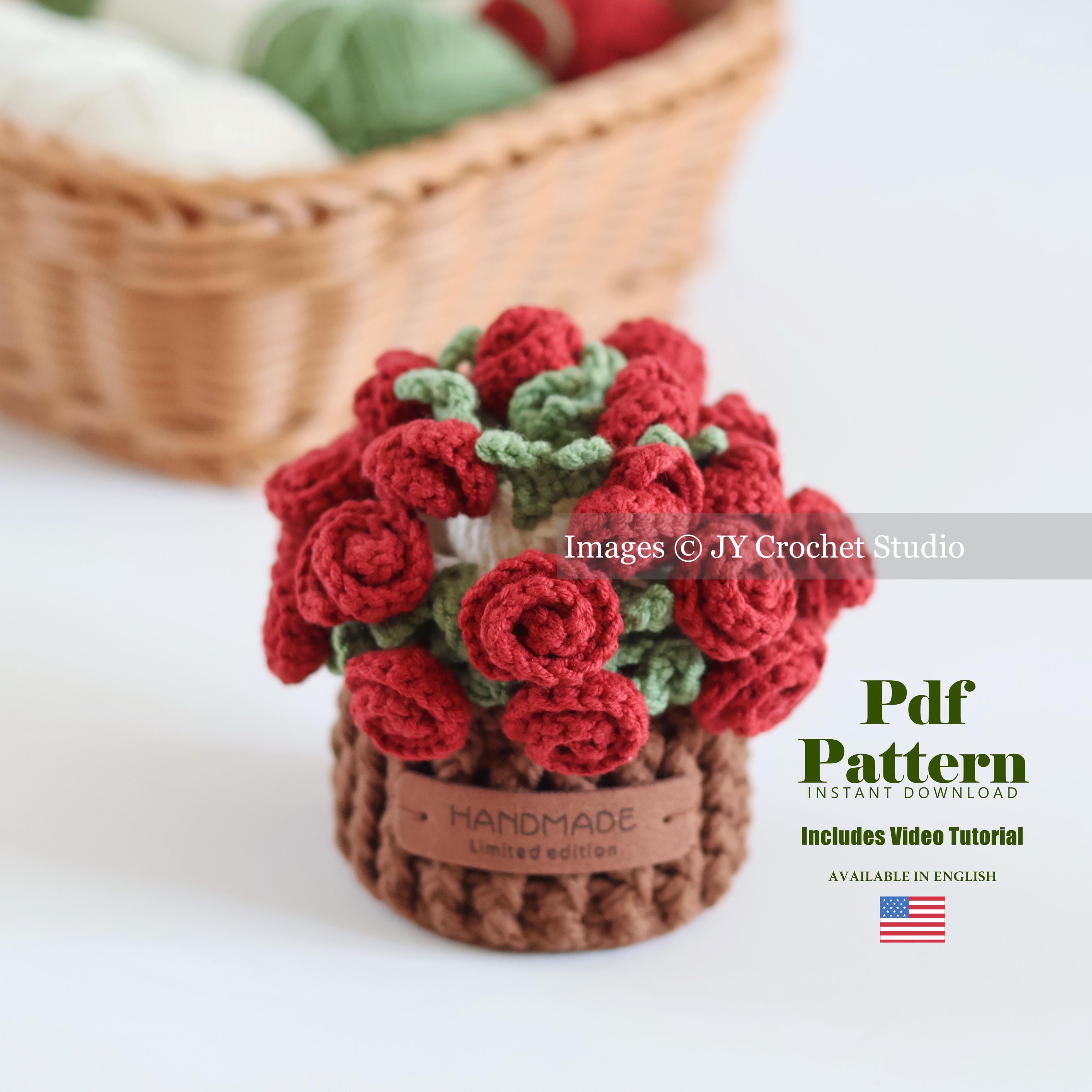 バラの花束コースターと植木鉢の編み図｜2in1コースター＆ミニ植木鉢