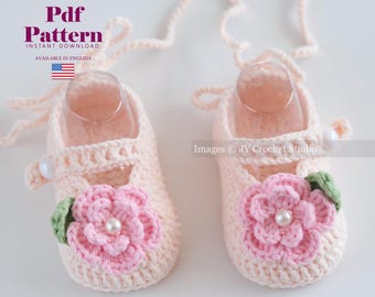 Floral Baby Booties Crochet Pattern PDF, Girl Shoes Tutorial, Flower Infant Footwear, Newborn Gift