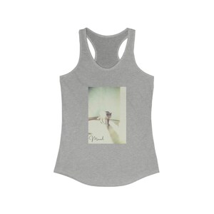 Mood Cat - Women ideal racerback halter tank top - Multi Color - Front View in Heather light Gray
No sleeves perfect for spring summer warm weather monday attitude gift wardrobe
Classic trendy style with humor 
new take on grumpy cat
