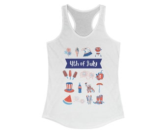 4th of July Women's Racerback Tank, July 4th Shirt, Summer Tank, Fourth of July Shirt, Summer Gift Idea, Patriotic Gift Idea, July Fourth