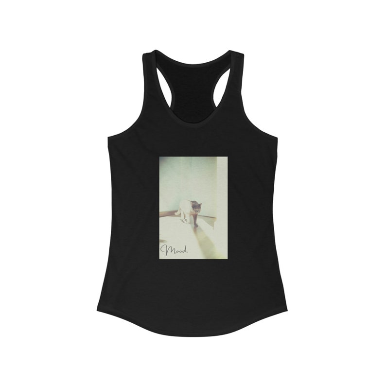 Mood Cat - Women ideal racerback halter tank top - Multi Color - Front View in black
No sleeves perfect for spring summer warm weather monday attitude gift wardrobe
Classic trendy style with humor 
new take on grumpy cat