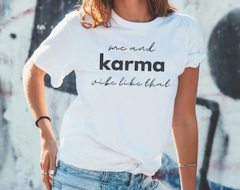 Me and Karma Vibe Like That, Unisex Shirt, Swiftie Summer Shirt, Short Sleeve Shirt, Taylor Swift Gift Idea, Midnights Album, Karma Era, Cat