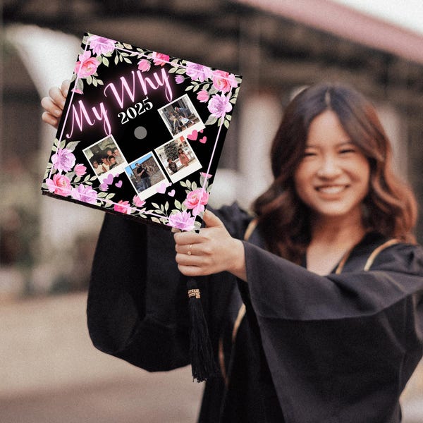 Custom printed graduation cap topper with your photos