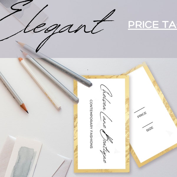 Elegant Boutique Hanging Price Tag, Canva template, Display Price Size Tag, Fashion Boutique, Swing sales tag for clothing, Calligraphy