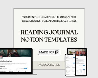 Reading Journal Notion Templates Bundle — Minimal Book Tracker, Complete Dashboard, Digital Log, Library Organization