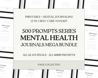 Mental Health Journal Bundle, 12 Journals, 6000 Prompts (Digital Download)