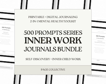 Inner Work Journal Bundle, 1000 Printable Prompts for Self-Discovery, Reflection and Growth