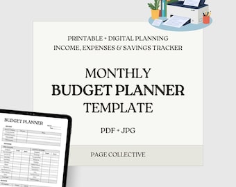 Printable Monthly Budget Planner – Simple Income, Expenses, Savings Tracker (Digital Download)