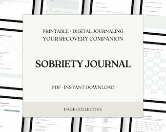 Guided Sobriety Journal — Printable PDF, Addiction Recovery Planner, Sober Tracker with Prompts and Worksheets