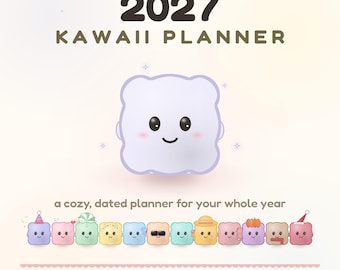 2027 Kawaii Planner - Dated Daily Weekly Monthly Printable A4 PDF, Instant Download + Undated Templates