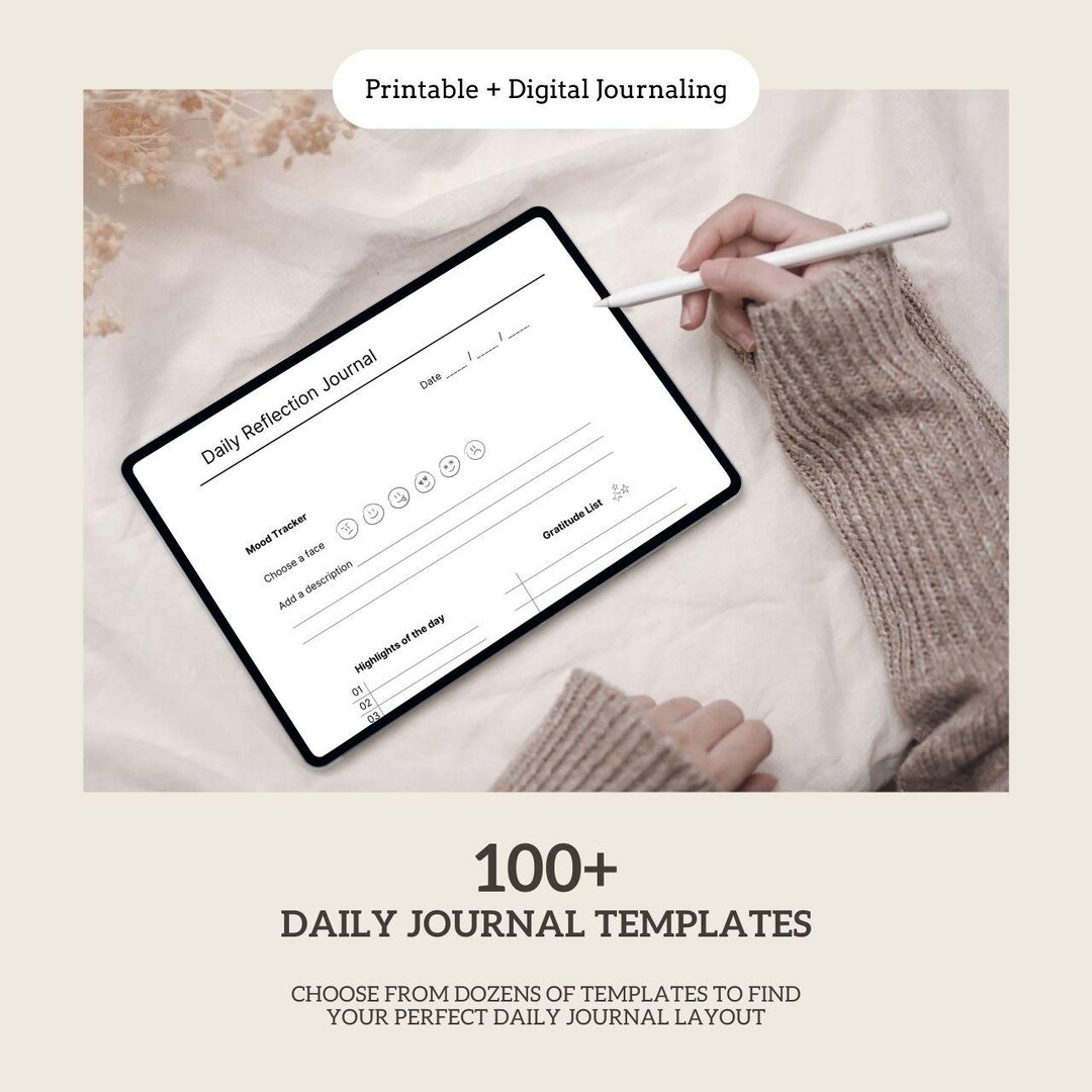 100+ Daily Journal Templates | Printable, Digital Planner, Reflection ...