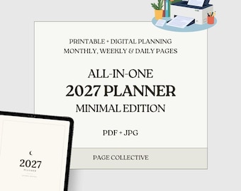 2027 Digital Planner, Hyperlinked A4 PDF With Printable Daily, Weekly, Monthly Pages