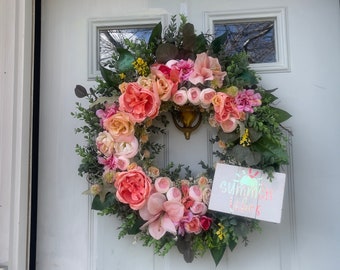 Couronne de pivoines et de roses Summer Vibes