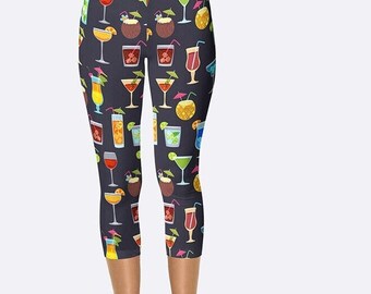 Tropische cocktails Capri lengte boterzachte rekbare legging