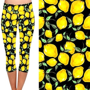 Navy Lemon Yoga Capri Pants Pinup Pin up Vintage Swing Retro Lemons Summer Fruit Print Style Fashion Leggings Outfit Etsy