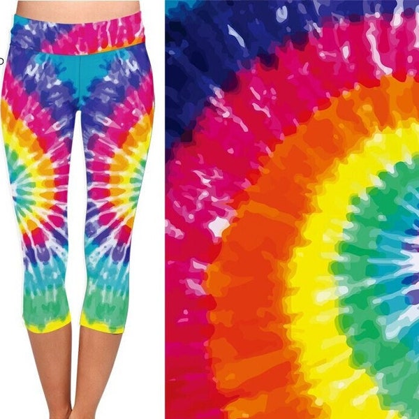 Tie Dye Printed Capri Length Buttery Soft Stretchy Recycled Material leggings