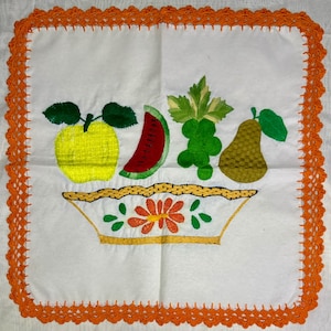 Hand Embroidered towel with fruit