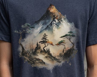 Chinese Mountains Landscape Painting tshirt, China Landscape shirt, Chinese Painting shirt, Chinese Ink shirt, Chinese Art Tshirt