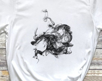 Smoke Dragon shirt, Chinese Dragon shirt, Smoke Dragon shirt, Chinese Ink tshirt, Dragon Painting shirt, Black Dragon tshirt