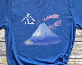 Camiseta Fuji Mountain Cherry Blossom, camisa Japan Landscape, camisa Fuji Sakura, camisa Mountain Flowers, camisa japonesa Fuji, acuarela japonesa