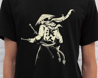 Samurai Art tshirt, Men Samurai shirt, Japanese Graphic Art tshirt, Samurai Kanji tshirt