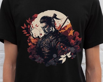 Japanese Samurai Art tshirt, Samurai Sun tshirt, Samurai Graphic Art tshirt, Men Samurai shirt