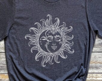 Ancient Sun and Moon tshirt, Old Sun and Moon shirt, Vintage Sun shirt, Sun and Moon Face tshirt, Ancient Sun shirt