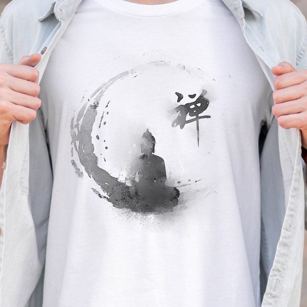 Zen Buddha Painting tshirt, Meditating Buddha Ink shirt, Meditation tshirt, Zen Yoga shirt, Mindfulness tshirt