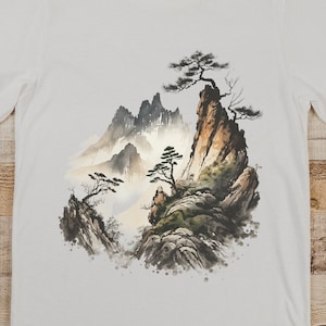 Chinese Painting Tee, China Landscape shirt, Watercolor tee, Japanese landscape, Japan Painting shirt, Asian Painting tee