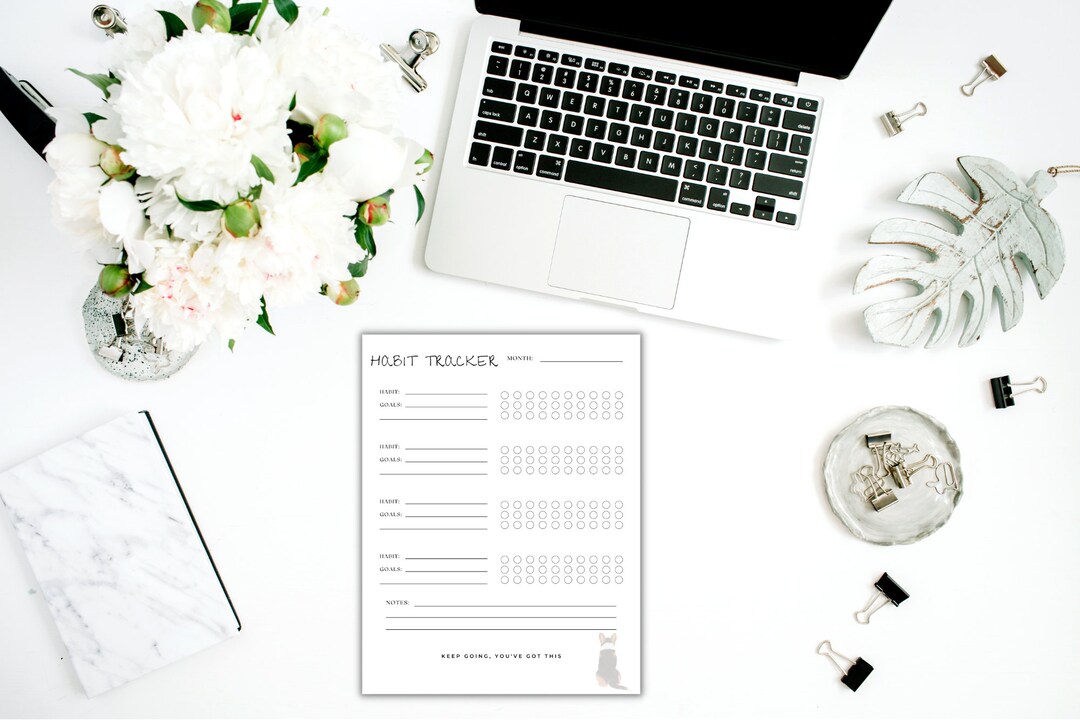 Habit Tracker Printable Digital Download - Tri Color Corgi Habit ...