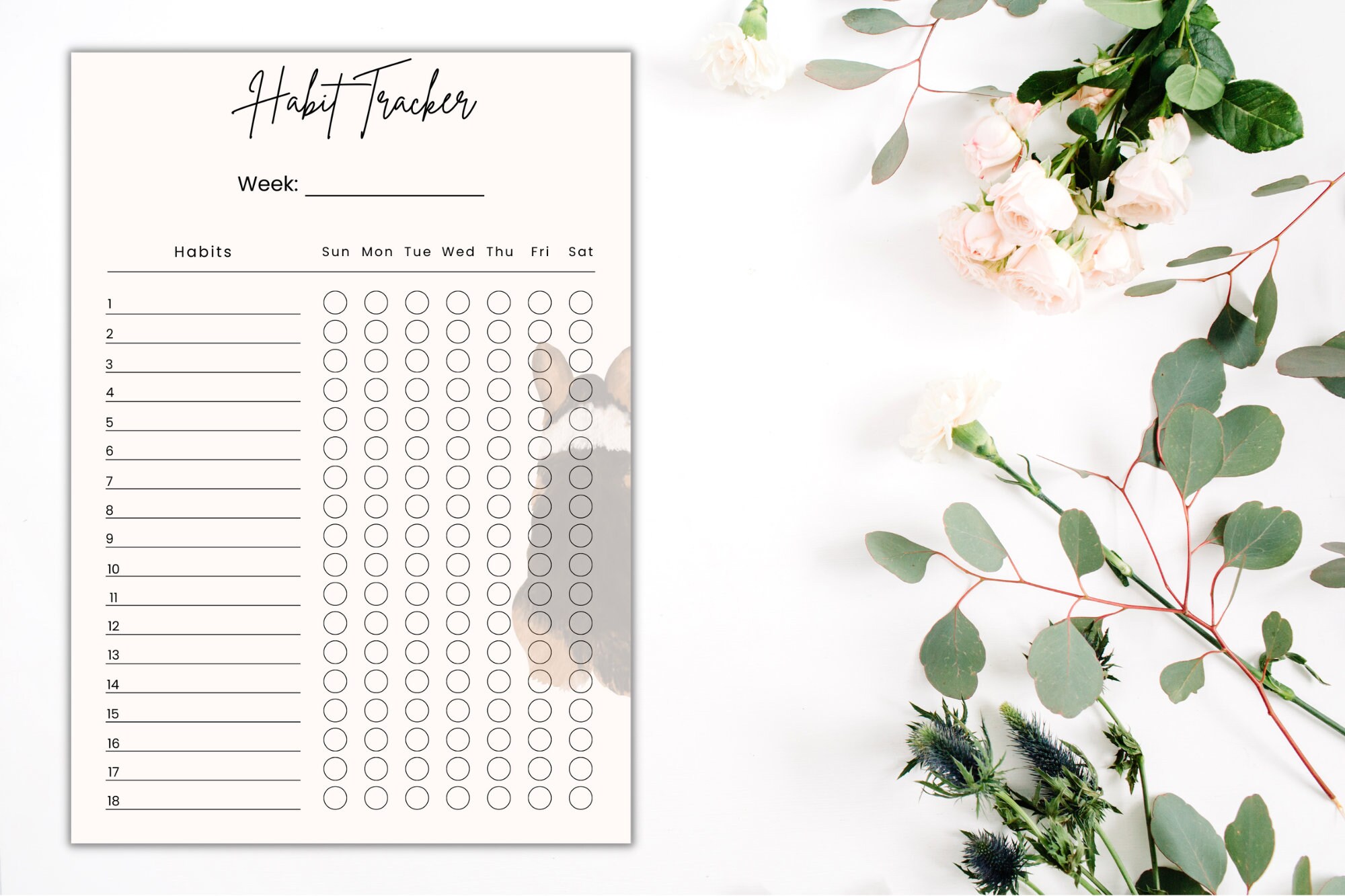 Habit Tracker Printable Digital Download - Tri Color Corgi Habit ...