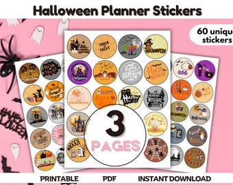 Utskrivbara Halloween-planerarklistermärken, spökklistermärkesset, bus- eller godisjournalklistermärken, söta bu-klistermärken, läskiga höstklistermärken för scrapbooking