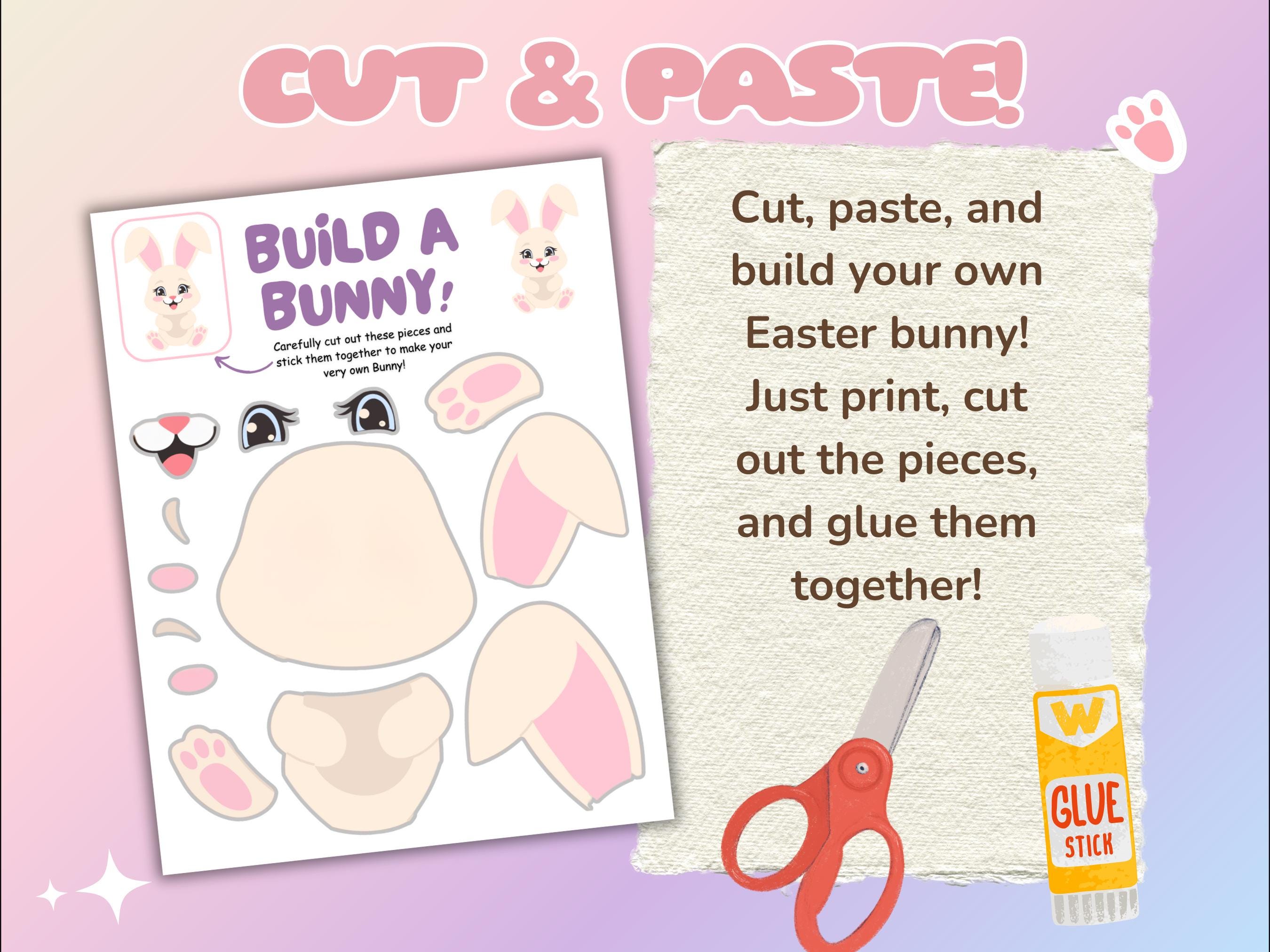 Cut and Paste Easter Bunny Printable, Build & Glue Activity for Kids - Etsy