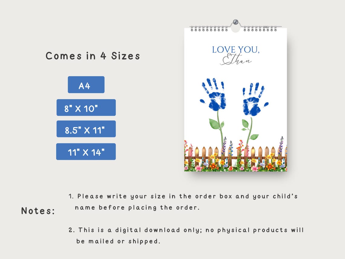 Custom Name Child Handprint Art, Gift From Son, Toddler Activity ...