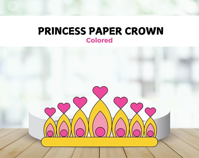 Princess Paper Crown Coloring Printable Kid Craft Princess Birthday ...