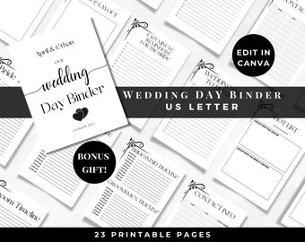 Wedding Binder Template, Wedding Planner Printable, Wedding Planner Organizer, Wedding Day Itinerary, Wedding Day of Binder Wedding Timeline