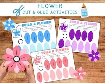 Flower Cut and Glue Activity, Fine Motor Skills (PDF Download)