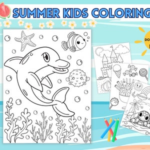 Kids Summer Coloring Pages, Summer Activity Coloring, Summer Coloring Sheets, Coloring Page Craft, Printable Summer Coloring, Coloring Book