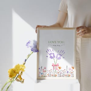 Grandma Flower Handprint Art, Gift for Grandma, Nana Handprint Craft, Gift for Nana, DIY Toddler, Grandma Birthday Handprint, Baby Keepsake