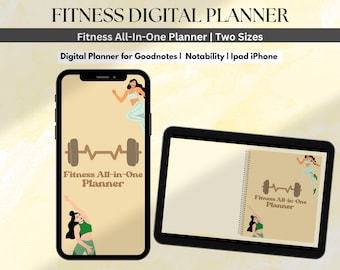 Planificador de actividad física digital, planificador de salud, planificador de iPhone, planificador de iPad, planificador de entrenamiento, planificador de comidas, plantilla de seguimiento de pérdida de peso de GoodNotes