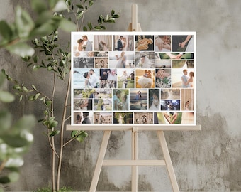 Wedding Photo Collage Template, Printable Photo Grid (Digital Download)