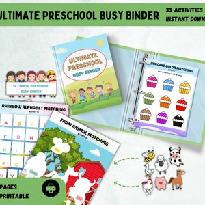 Ultimate Preschool Busy Book Binder, Printable Preschool Activities Toddler Activity Worksheets Toddler Learning Binder Shape Coloring Pages