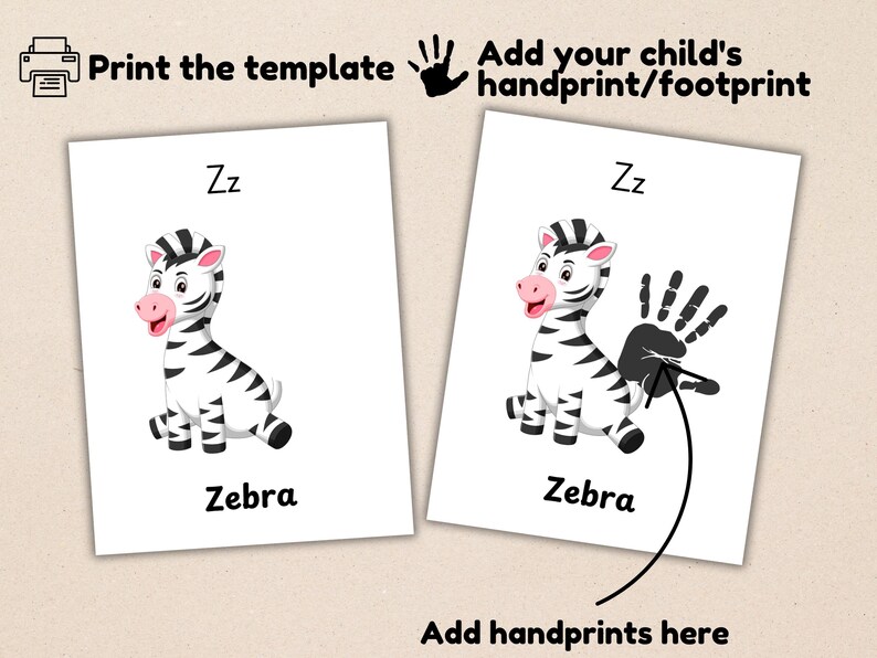 Alphabet Handprint Art Bundle, AZ Alphabet Handprint Footprint Craft