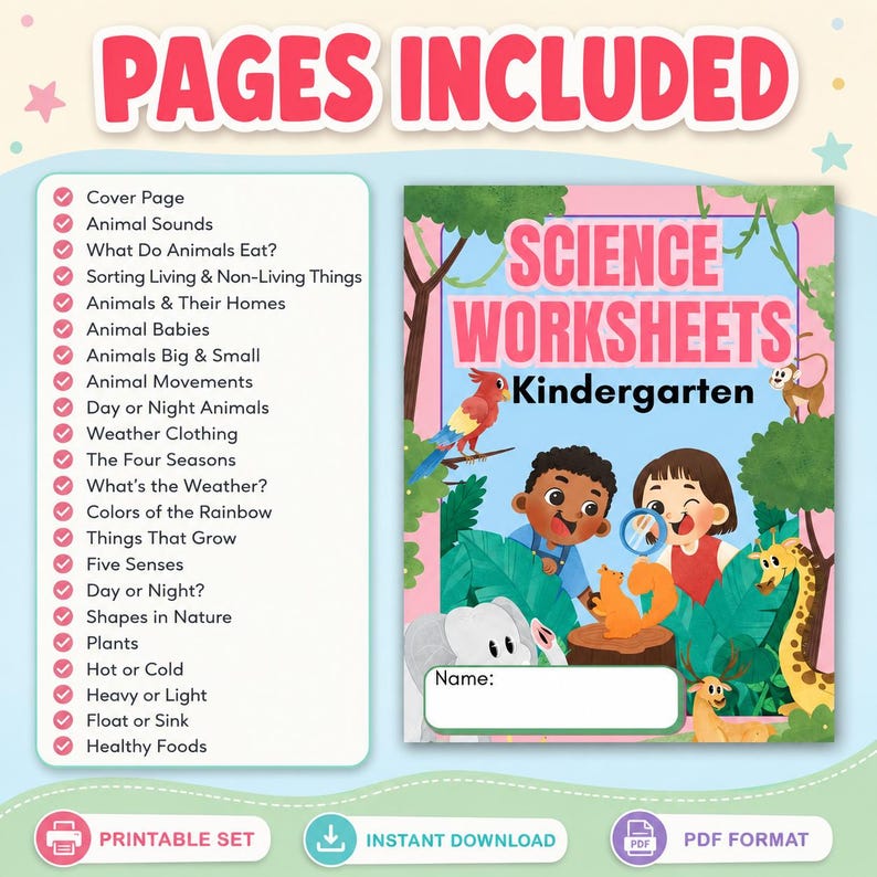 Kindergarten Science Worksheets, Homeschool Science, Science Activities for Kids, STEM Activities, Early Learning, Preschool Science (PDF) image 2