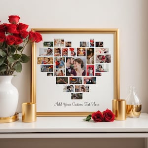 Heart Photo Collage Template, Customizable Heart Collage Gift, Valentines Day Gift, Birthday gift Anniversary Gift Family Photo Love Collage
