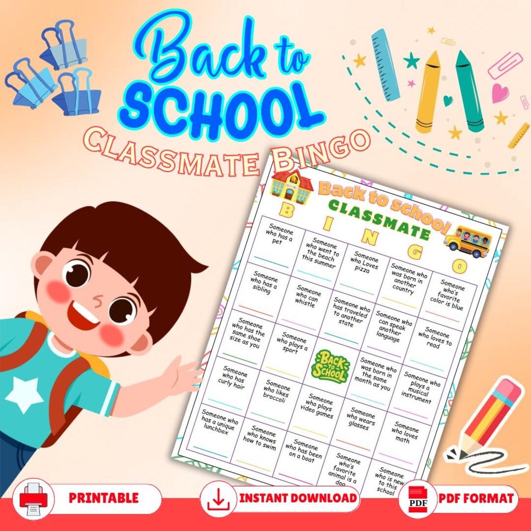 Back to School Classmate Bingo, First Day of School Game, Educational ...