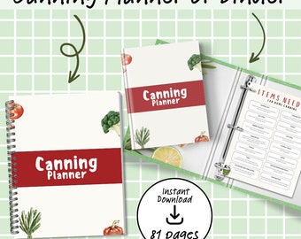 Printable Canning Planner, Homestead Planner, Canning Frozen Inventory, Canning Journal, Preserving Binder, Canning Recipes Canning Notebook