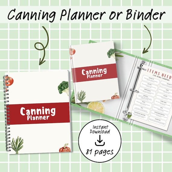 Printable Canning Planner, Homestead Planner, Canning Frozen Inventory, Canning Journal, Preserving Binder, Canning Recipes Canning Notebook