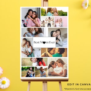 Mom Photo Collage, Best Mom Photo Frame, Custom Gift For Mom, Canva Photo Collage, Mother&#39;s Day Photo Collage Template Personalized Mom Gift