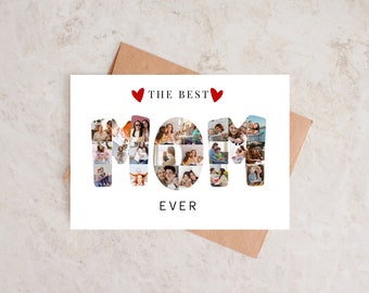 Custom Mom Photo Collage, Personalized Collage Gift, Downloadable Best Mom Ever Card, Personalized Mom Gift DIY Canva Template Print At Home